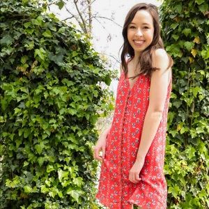 Red floral dress